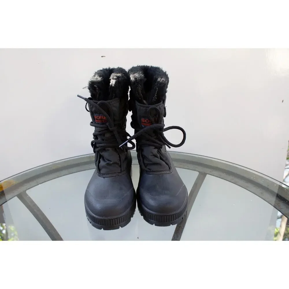 Sorel Kaufman Snow‎ Moon Boots Women’s 7 Black Waterproof Felt Liner Canada